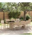 vidaXL Garden Dining Set 9 pcs Beige Poly Rattan