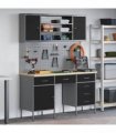 vidaXL Work Cabinet with Drawer 8 pcs Black Engineered Wood and Steel