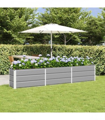 vidaXL Planter Light Grey 240 x 40 x 45 cm Steel