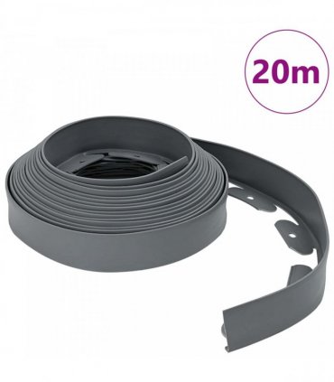 vidaXL Lawn Edgings Grey 2000 x 4 x 5 cm Plastic