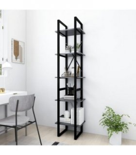 vidaXL 5-Tier Book Cabinet Grey 40x30x175 cm Engineered Wood