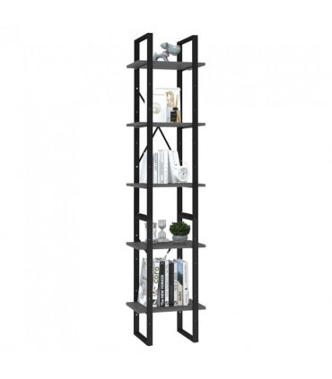 vidaXL 5-Tier Book Cabinet Grey 40x30x175 cm Engineered Wood