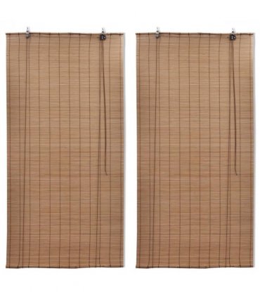 vidaXL Bamboo Roller Blinds 2 pcs Brown 120 x 220 cm