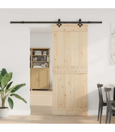 vidaXL Sliding Door Hardware Kit 213.5 cm Steel Black