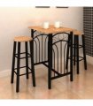 vidaXL Bar Table and Stool Set 3 Pieces Wood and Steel