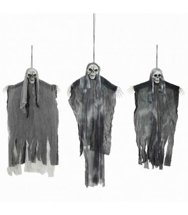 vidaXL Halloween Hanging Ghost 3 pcs Black 66 x 110 cm Polyester
