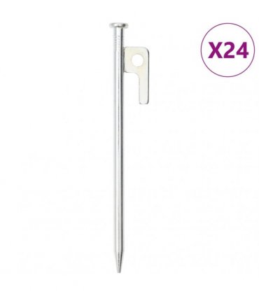 vidaXL Tent Pegs 24 pcs 20 cm 9 mm Galvanised Steel