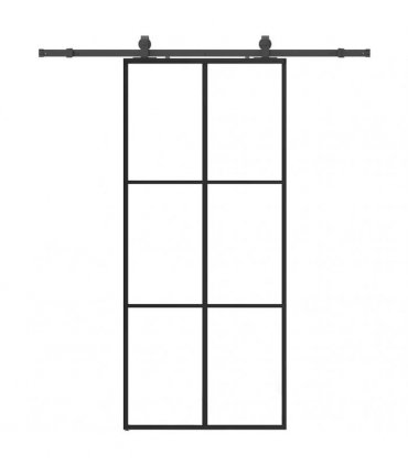 vidaXL Sliding Door with Hardware Set Black 90x205 cm ESG Glass