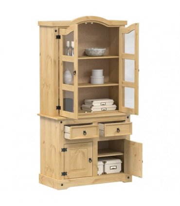 vidaXL Glass Display Cabinet Corona 100x48.5x179 cm Solid Wood Pine