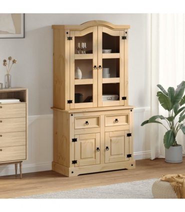 vidaXL Glass Display Cabinet Corona 100x48.5x179 cm Solid Wood Pine