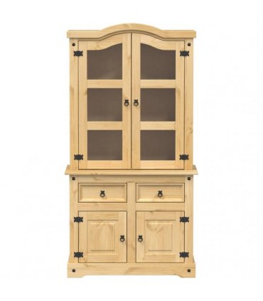 vidaXL Glass Display Cabinet Corona 100x48.5x179 cm Solid Wood Pine