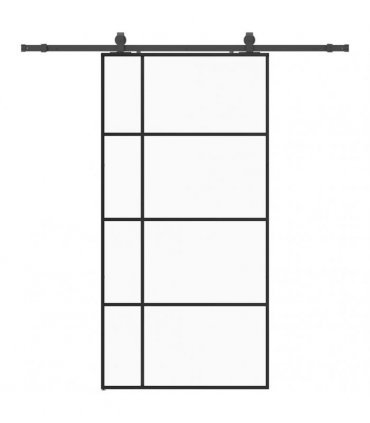 vidaXL Sliding Door with Hardware Set Black 102.5x205 cm ESG Glass