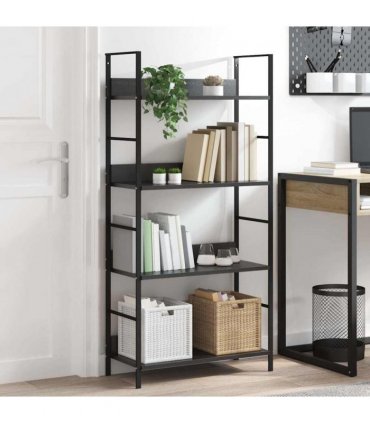 vidaXL 4-Layer Book Shelf Black 60x27.6x124.5 cm Engineered Wood