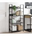 vidaXL 4-Layer Book Shelf Black 60x27.6x124.5 cm Engineered Wood