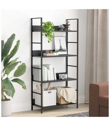 vidaXL 4-Layer Book Shelf Black 60x27.6x124.5 cm Engineered Wood