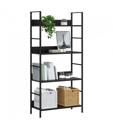 vidaXL 4-Layer Book Shelf Black 60x27.6x124.5 cm Engineered Wood