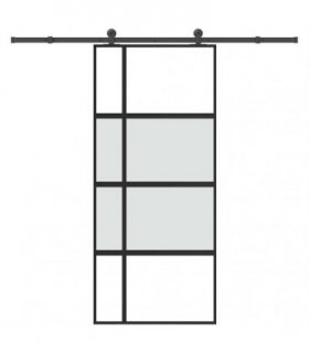 vidaXL Sliding Door with Hardware Set 90x205 cm Tempered Glass and Aluminium