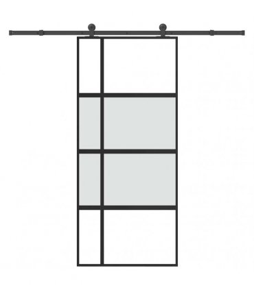 vidaXL Sliding Door with Hardware Set 90x205 cm Tempered Glass and Aluminium