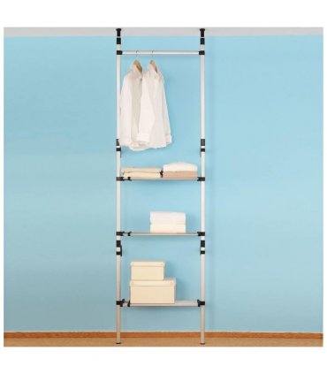 vidaXL Telescopic Wardrobe System with Rods and Shelf Aluminium