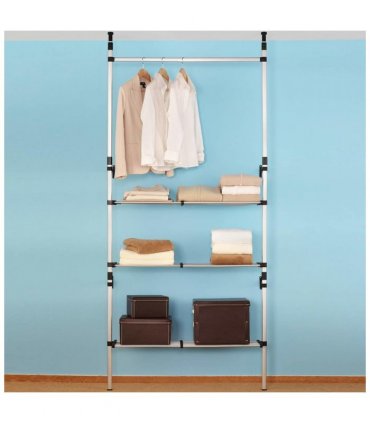 vidaXL Telescopic Wardrobe System with Rods and Shelf Aluminium
