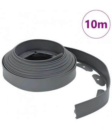 vidaXL Lawn Edgings Grey 1000 x 4 x 5 cm Plastic