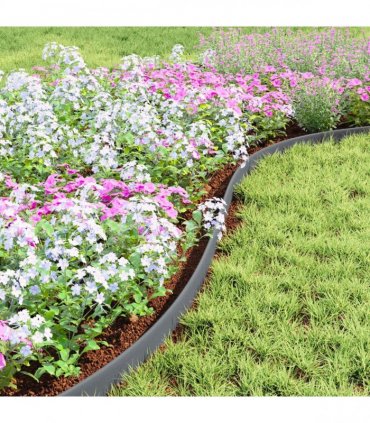 vidaXL Lawn Edgings Grey 1000 x 4 x 5 cm Plastic