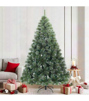 vidaXL Artificial Hinged Christmas Tree Snow Flocked Green 210 cm