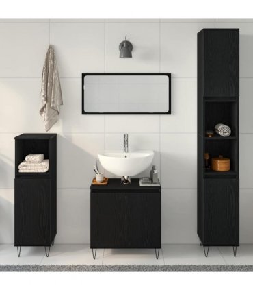 vidaXL Bathroom Furniture Set 3 pcs Black Oak 30 x 30 x 190 cm