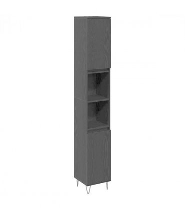 vidaXL Bathroom Furniture Set 3 pcs Black Oak 30 x 30 x 190 cm