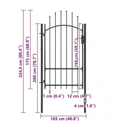 vidaXL Garden Gate Woerden Steel 1x1.7 m Black