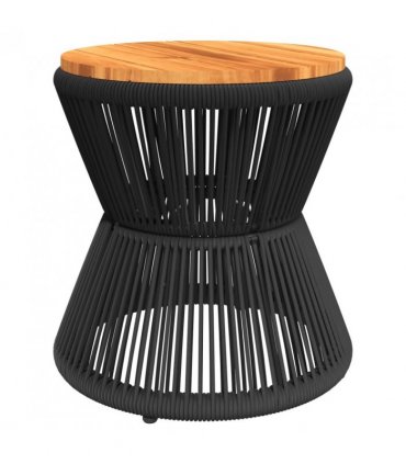 vidaXL Coffee Table with Wire Base Black Ø 45x44 cm Solid Wood Acacia