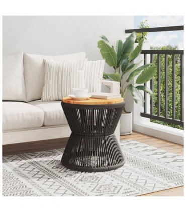 vidaXL Coffee Table with Wire Base Black Ø 45x44 cm Solid Wood Acacia
