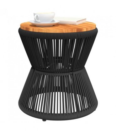 vidaXL Coffee Table with Wire Base Black Ø 45x44 cm Solid Wood Acacia