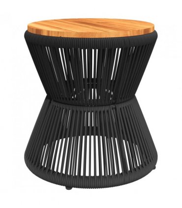 vidaXL Coffee Table with Wire Base Black Ø 45x44 cm Solid Wood Acacia