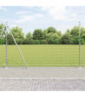 vidaXL Welded Wire Fence with Concrete Base 50 x 1.5 m Silver Mesh