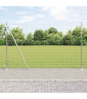 vidaXL Welded Wire Fence with Concrete Base 50 x 1.5 m Silver Mesh
