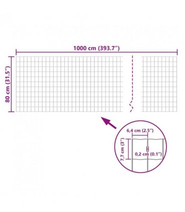vidaXL Euro Fence Steel 10x0.8 m Grey