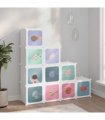 vidaXL Cube Storage Cabinet for Kids with 10 Cubes White PP