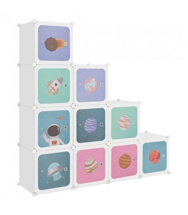 vidaXL Cube Storage Cabinet for Kids with 10 Cubes White PP