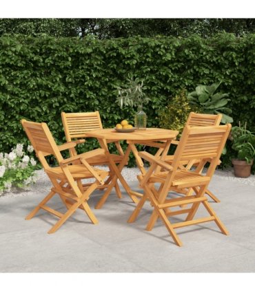vidaXL Garden Dining Set | Teak | Solid teak wood | Small | Foldable