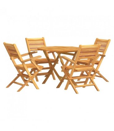vidaXL Garden Dining Set | Teak | Solid teak wood | Small | Foldable