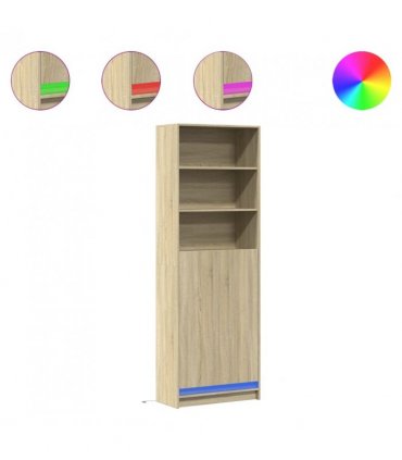 vidaXL Highboard with LED Sonoma Oak 69x32.5x200 cm Engineered Wood