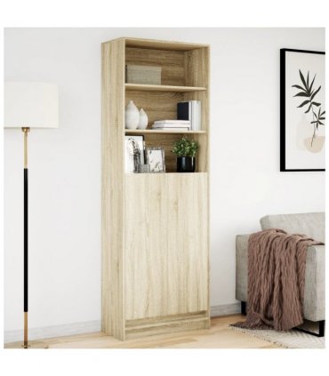 vidaXL Highboard with LED Sonoma Oak 69x32.5x200 cm Engineered Wood