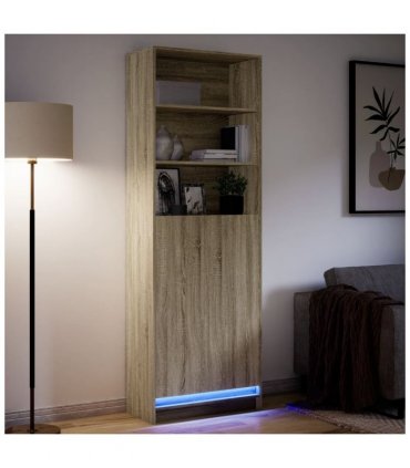 vidaXL Highboard with LED Sonoma Oak 69x32.5x200 cm Engineered Wood