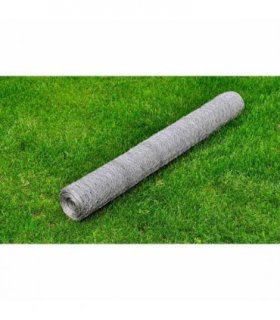 vidaXL Chicken Wire Fence Galvanised Steel 25x1 m Silver