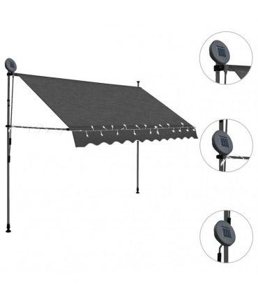 vidaXL Manual Retractable Awning with LED 250 cm Anthracite
