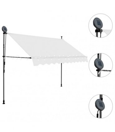 vidaXL Manual Retractable Awning with LED 300 cm Cream