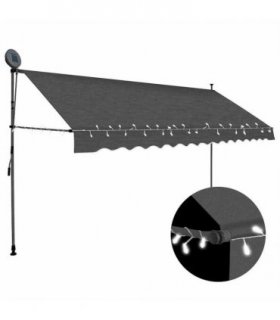 vidaXL Manual Retractable Awning with LED 400 cm Anthracite