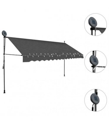 vidaXL Manual Retractable Awning with LED 400 cm Anthracite