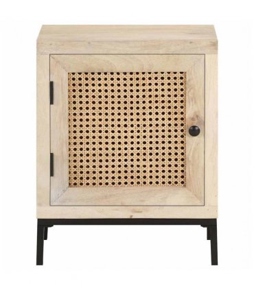 vidaXL Bedside Cabinet 40x30x50 cm Solid Mango Wood and Natural Cane